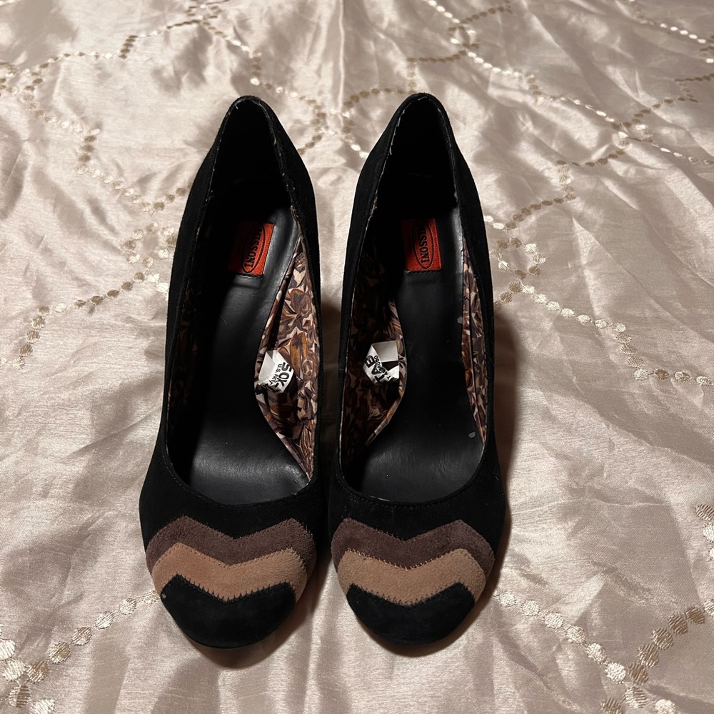 Missoni Black and Brown Women's Chevron Heels